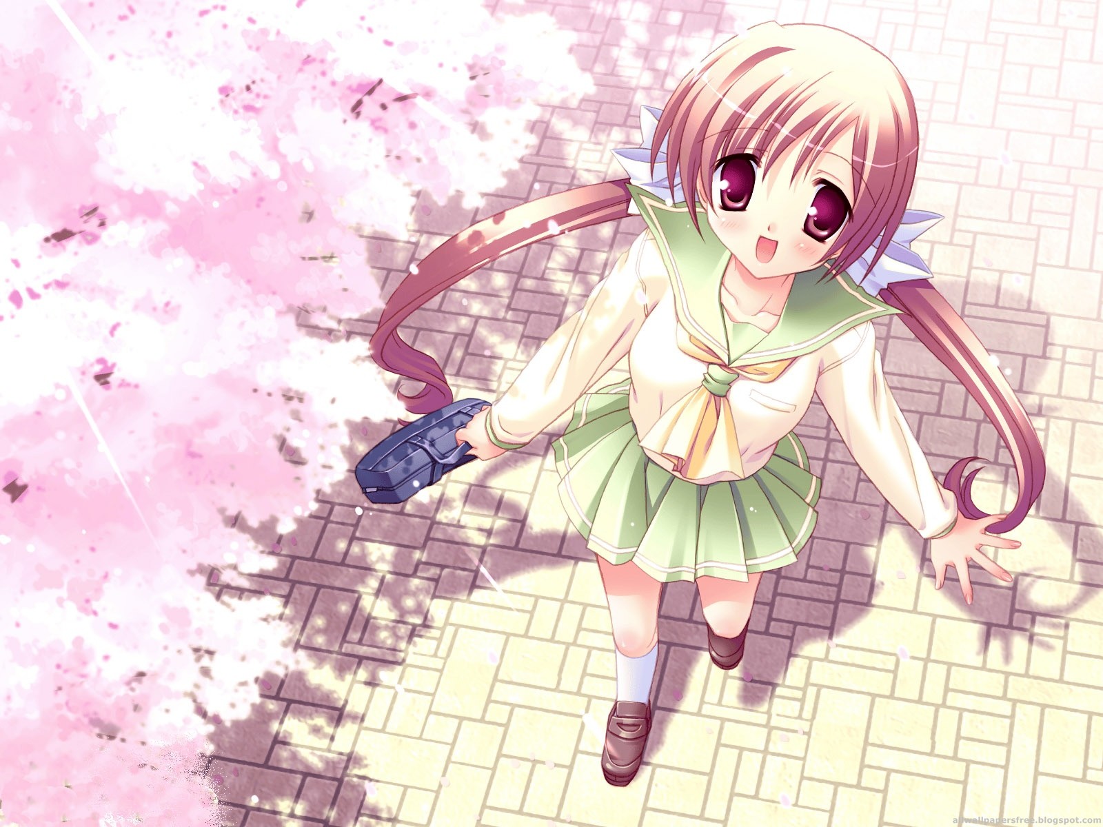 anime girl spring blossoms 1