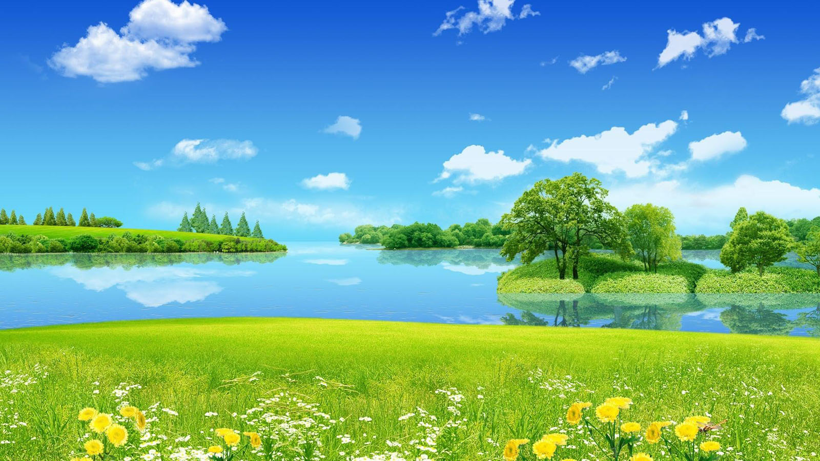 Spring Landscape Background wallpaper | 1600x900 | #27387