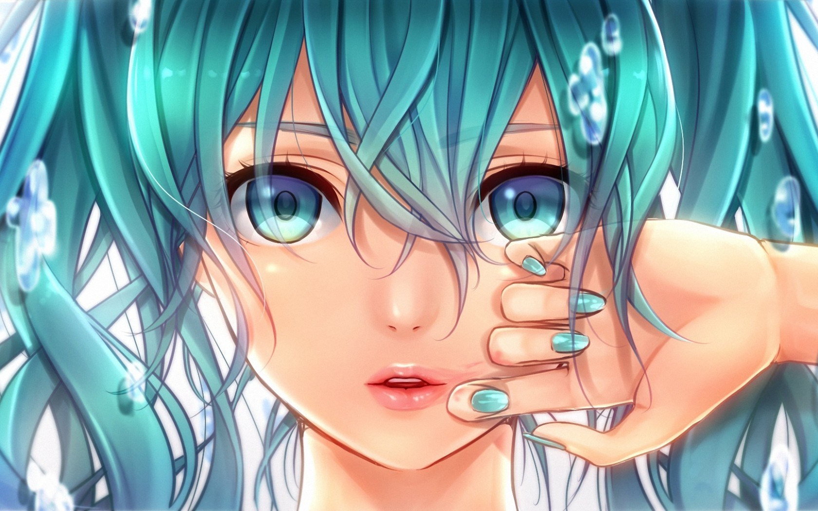 Blue Hair Purple Eyes Aki - Zerochan Anime Image Board - wide 2