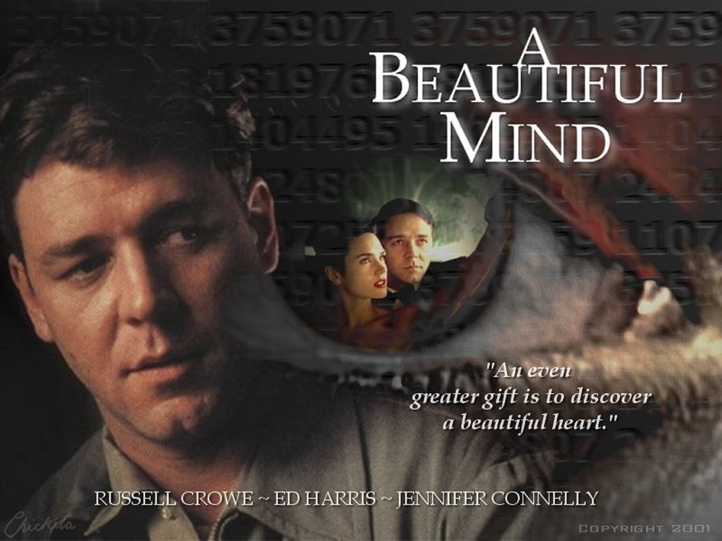 Russell Crowe as John Nash in ” A beautiful mind”