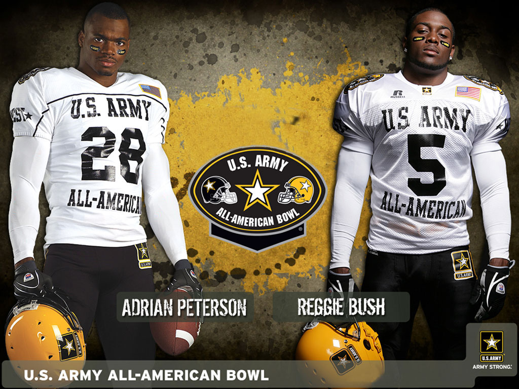 NFL running backs Adrian Peterson and Reggie Bush both played in the U.S. Army All-American Bowl