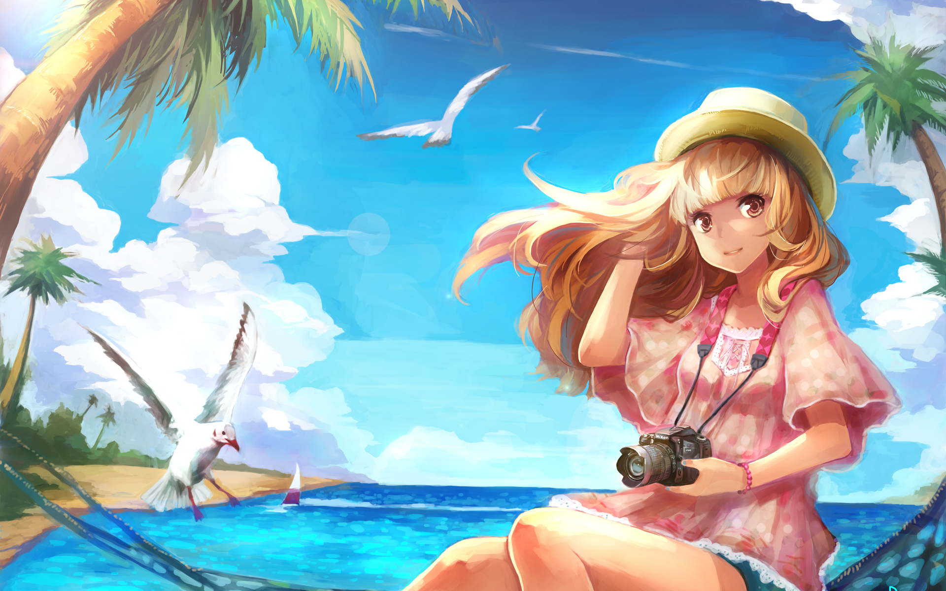 Anime girl beach