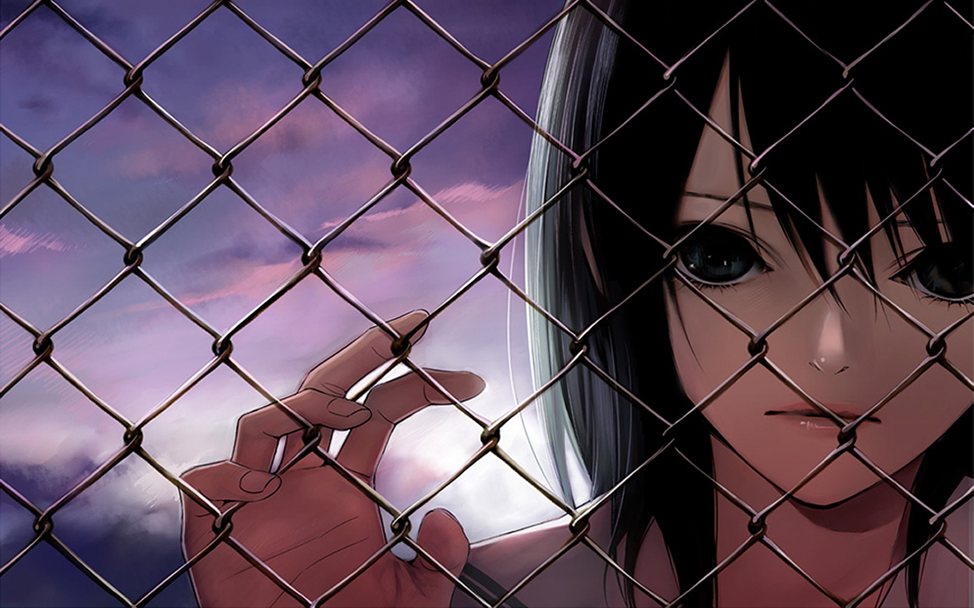 Anime girl cyclone fence
