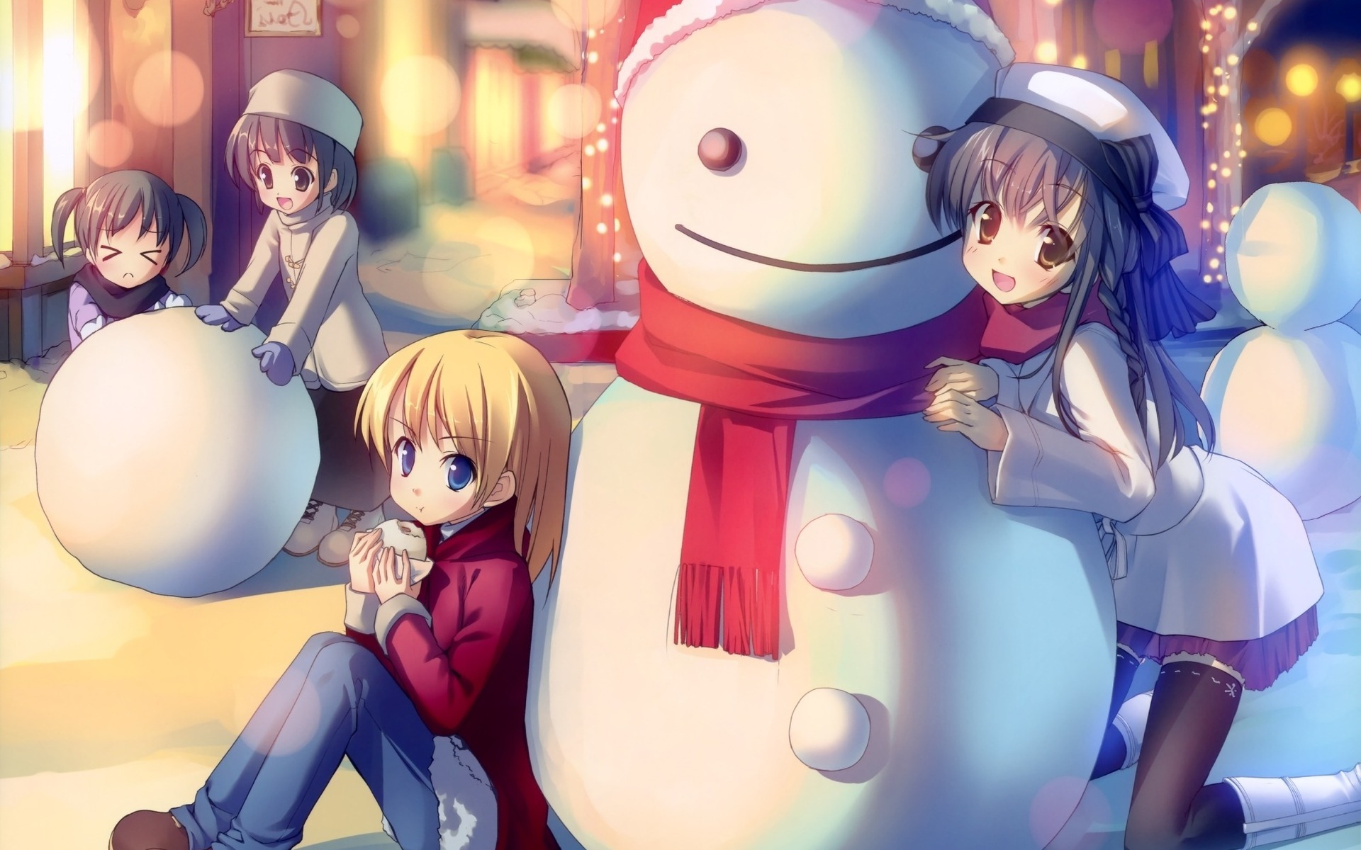 Anime Winter Snowman Wallpaper