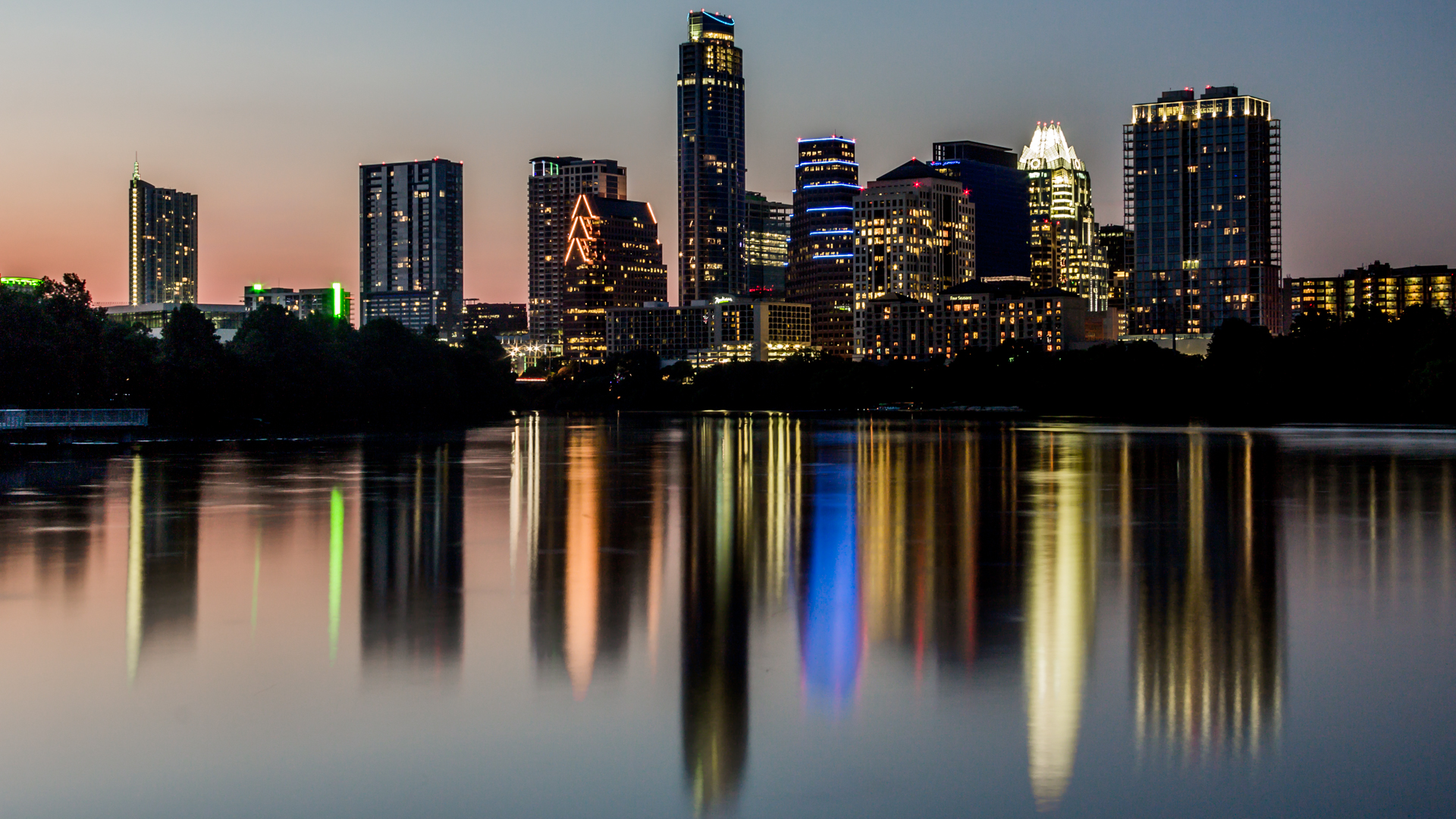 Downtown skyline as seen from Lady Bird Lake