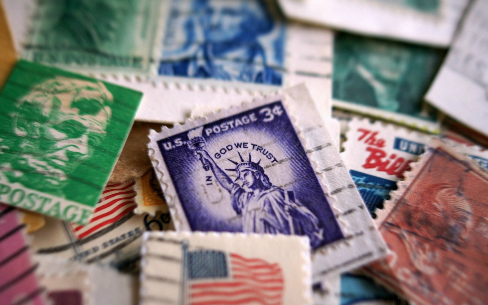 Stamps Macro Presidents Flag Lincoln Washington Vintage