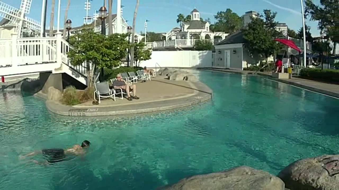 Disney's Yacht & Beach Club Resort Stormalong Bay POV Pool Tour Including Slide, Lazy River