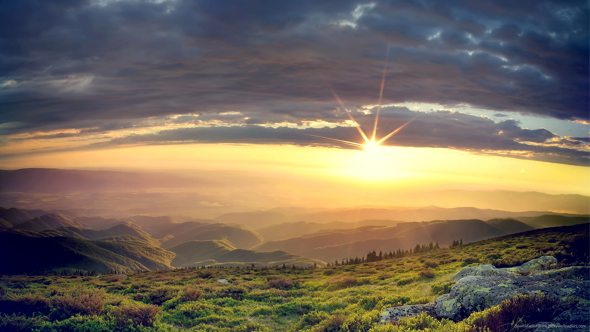 Beautiful Hilltop Sunrise Wallpaper picture