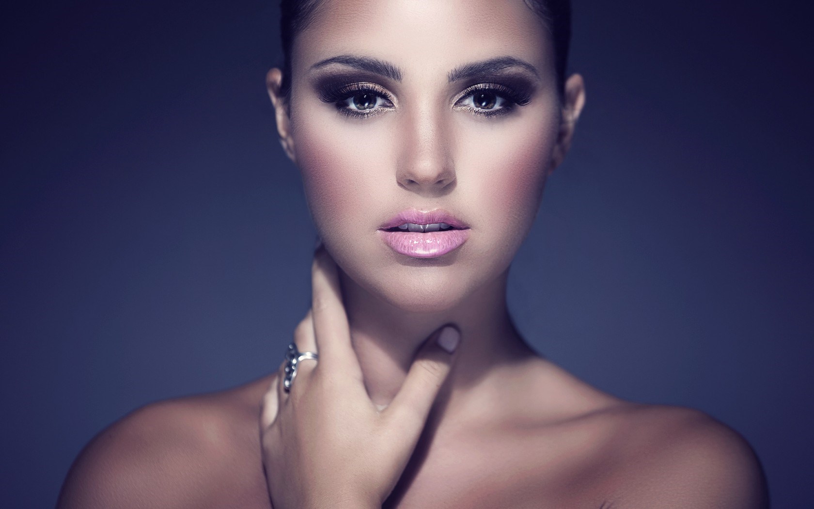 Beautiful Girl Portrait Makeup Ring Pink Lips HD Wallpaper