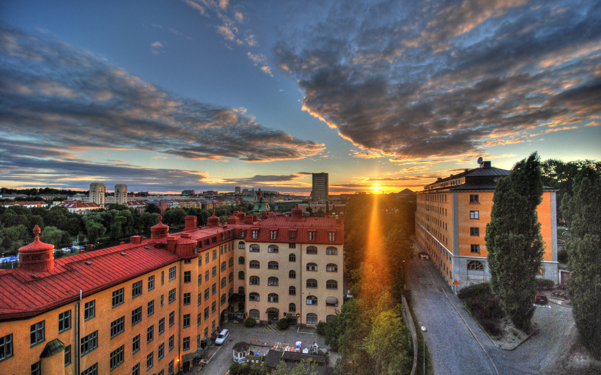 sweden city sunrise widescreen high resolution wallpaper