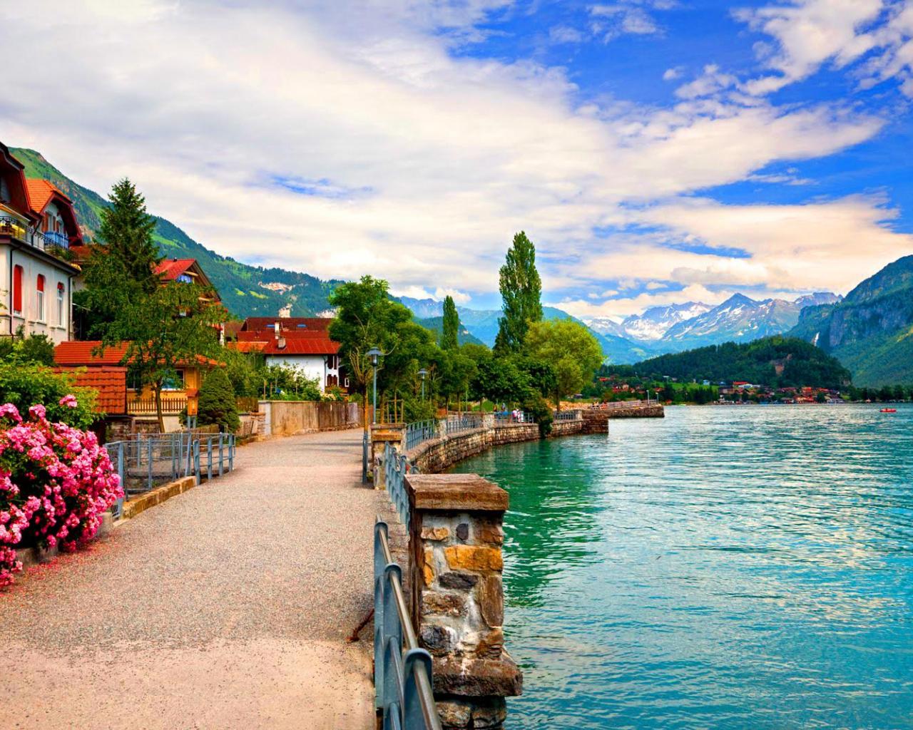 Wallpaper Tags: view lovely lake capital nice beautiful shore dock flowers water peaceful bern town quiet pretty blue beauty mountain reflection nature ...