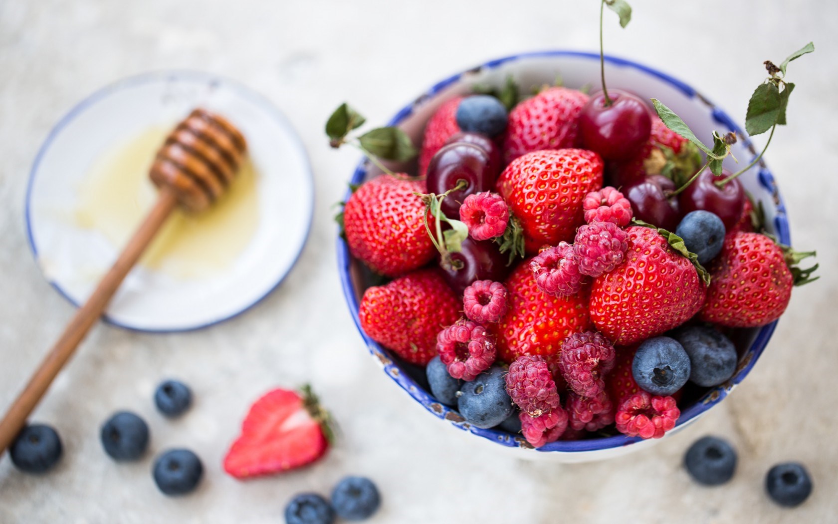 Raspberries Strawberries Blueberries Blueberry Cherry Berries Honey