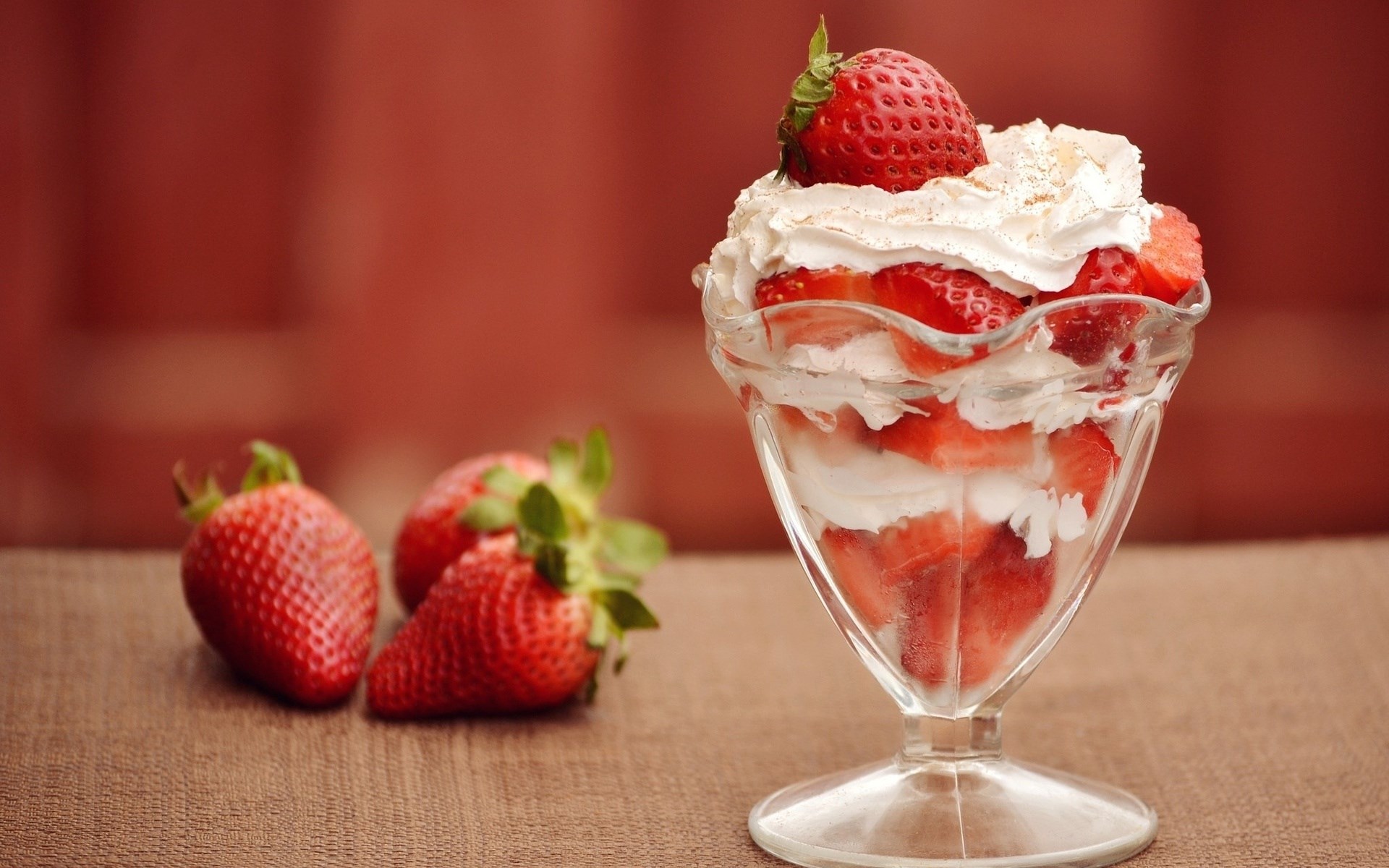 Berries Strawberries Whipped Cream Dessert