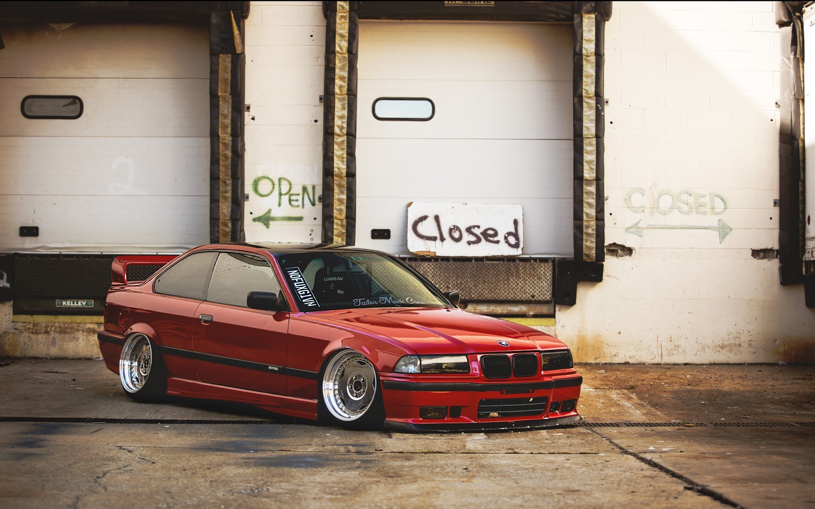 BMW E36 Red Tuning Parking