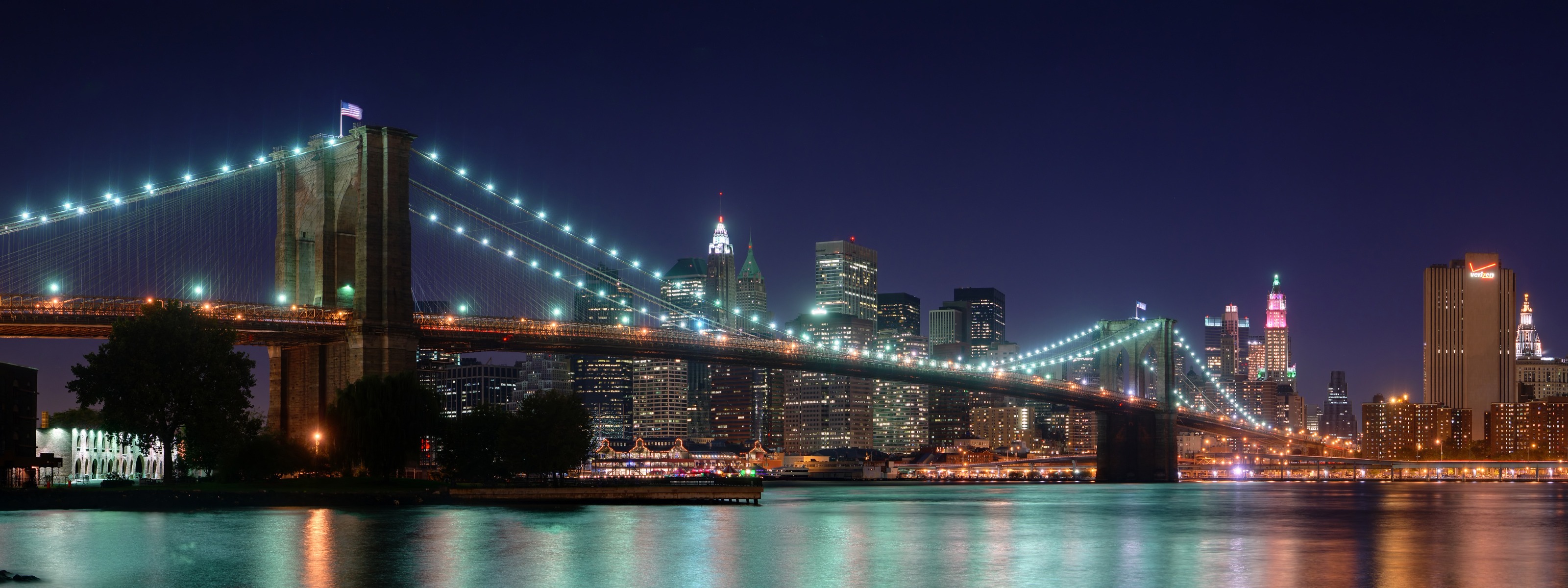 Brooklyn Bridge Panorama At Night