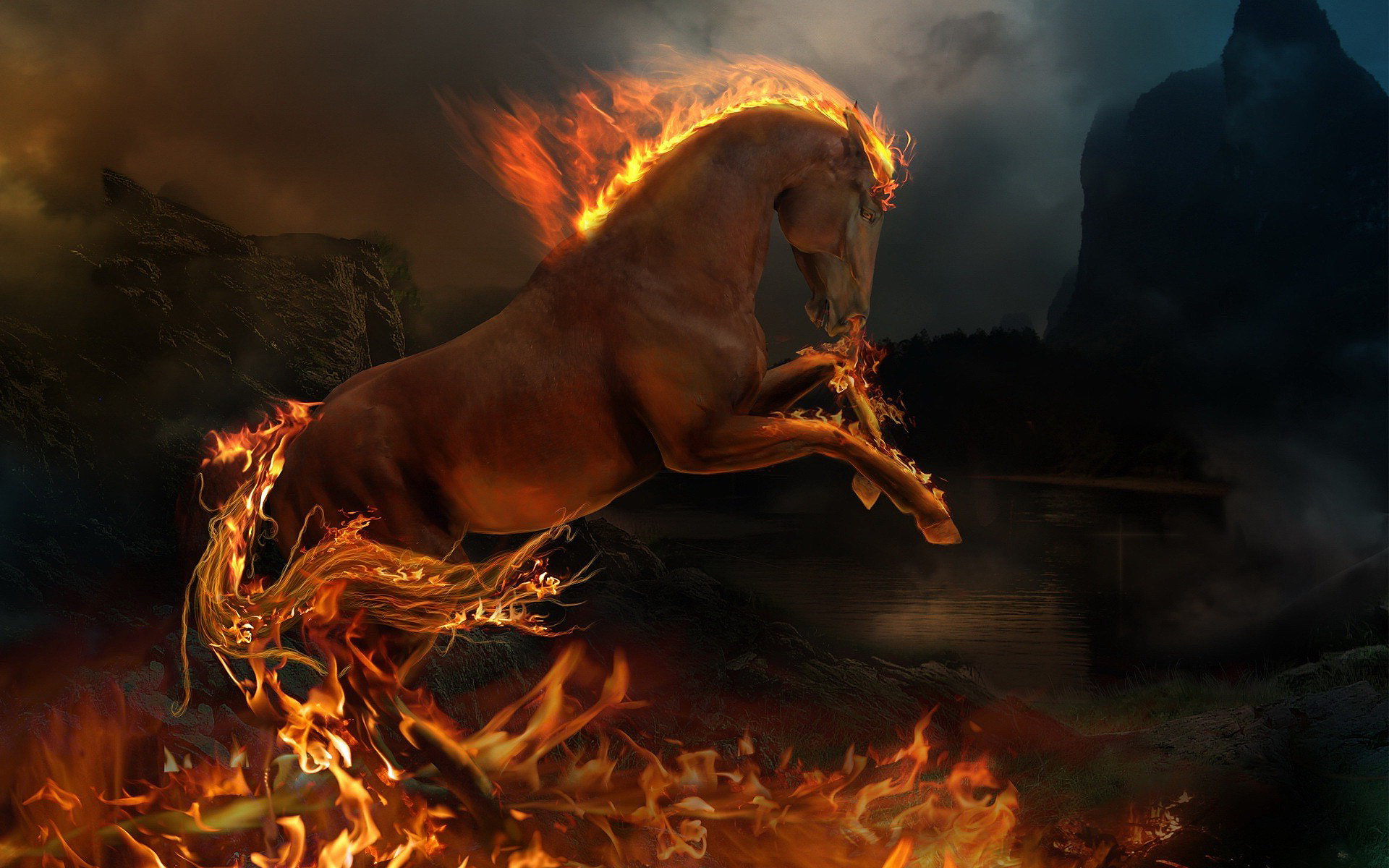 Burning horse