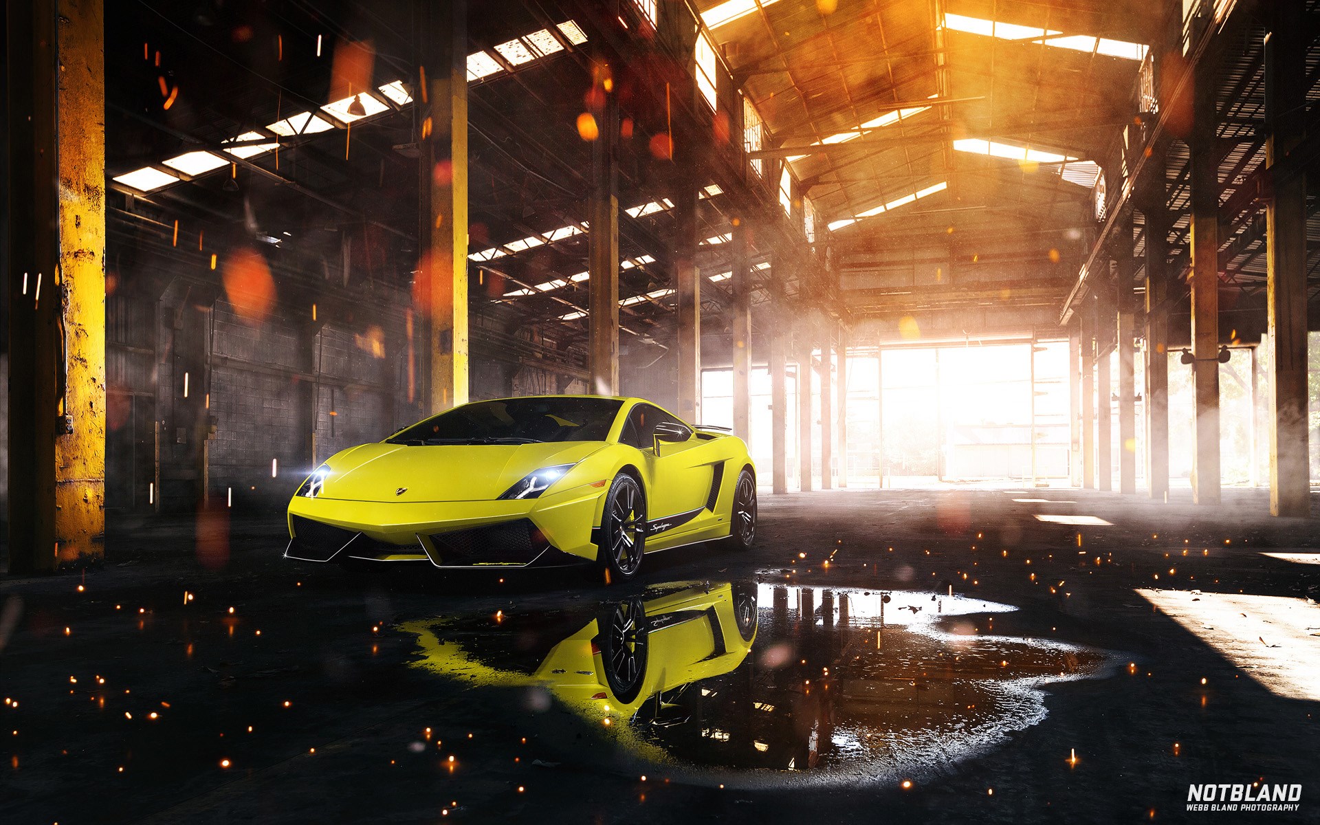 Car Lamborghini Gallardo Superleggera Yellow Front Warehouse