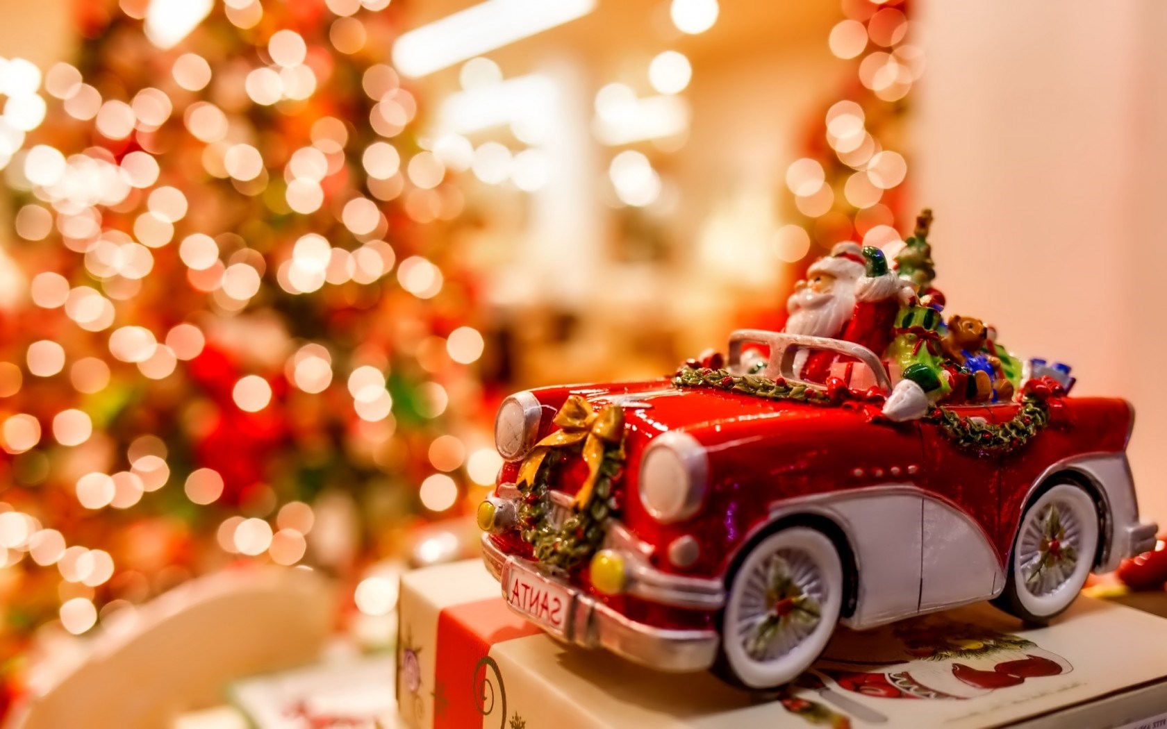 Christmas Tree Lights Santa Claus Car Toy New Year