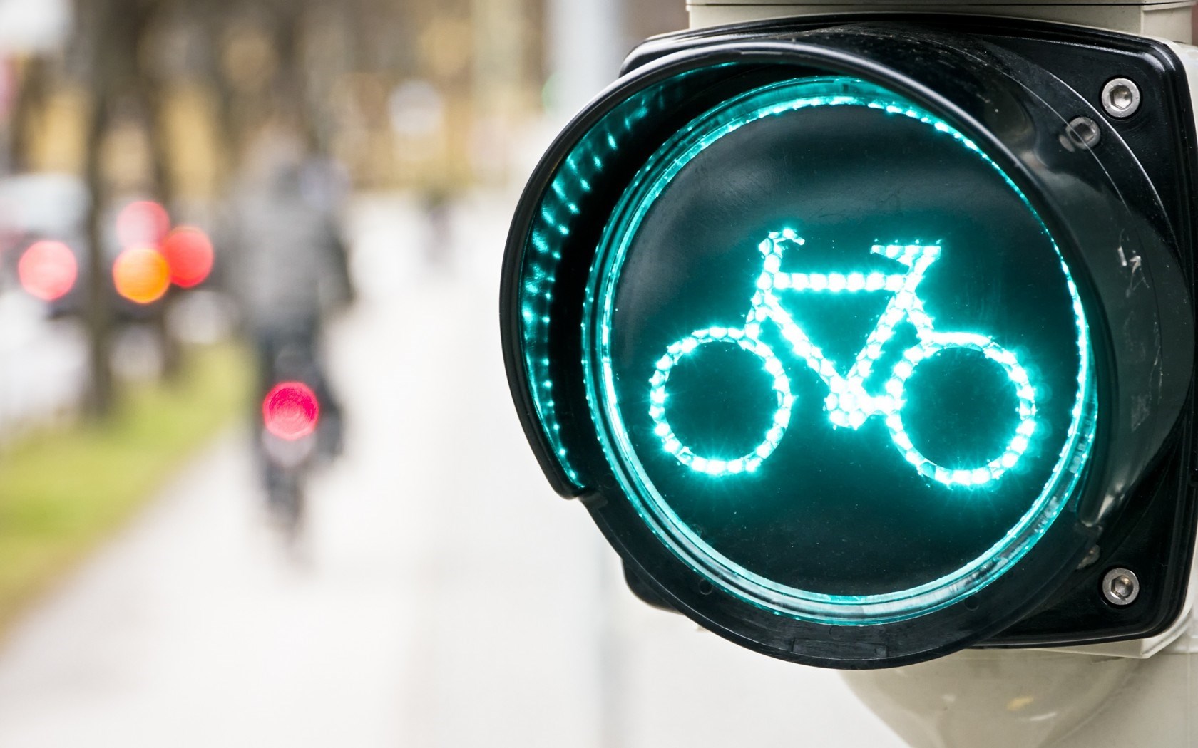 City Road Sign Bicycle Lights Bokeh