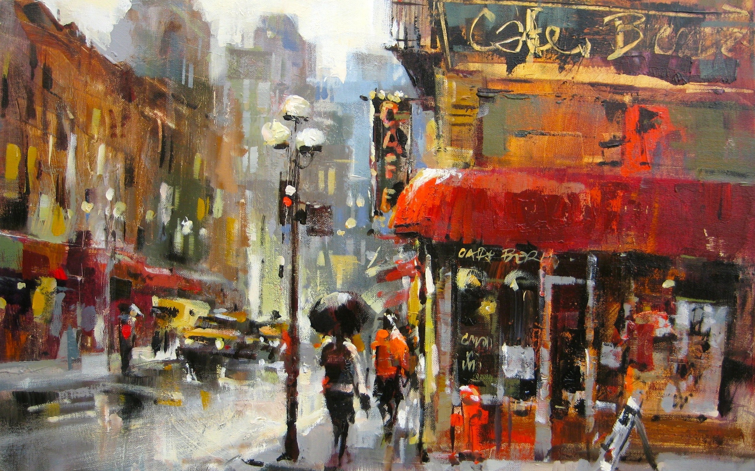 City Street Rain Painting