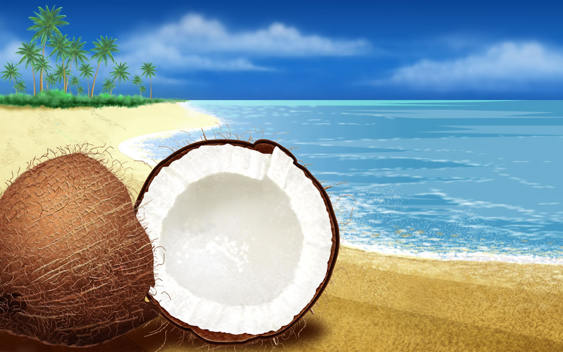 Download Coconut on the beach 1360x768 Wallpaper · Download Coconut on the beach 1366x768 Wallpaper