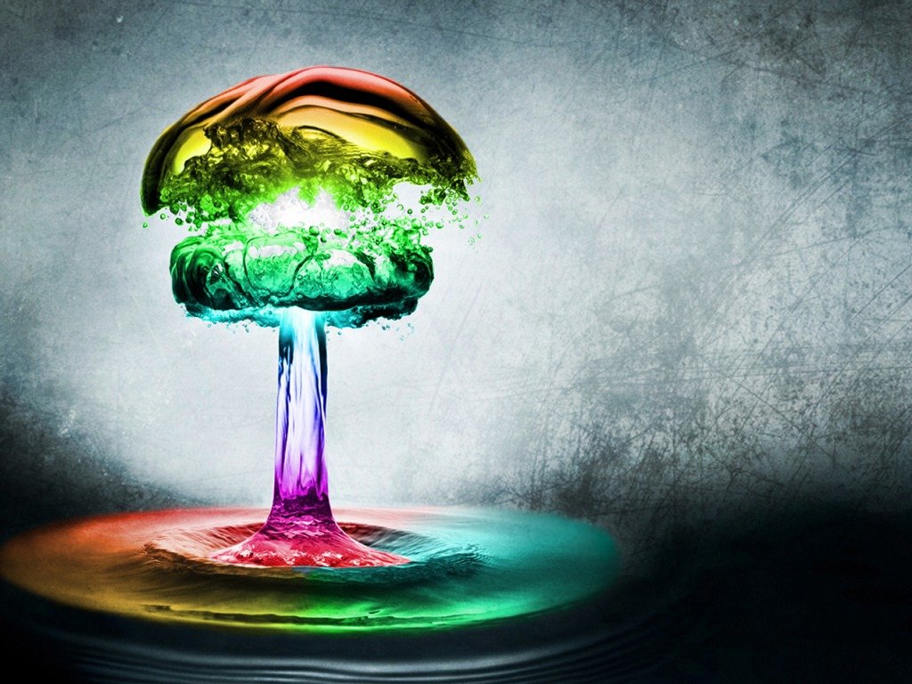 Colored water drops