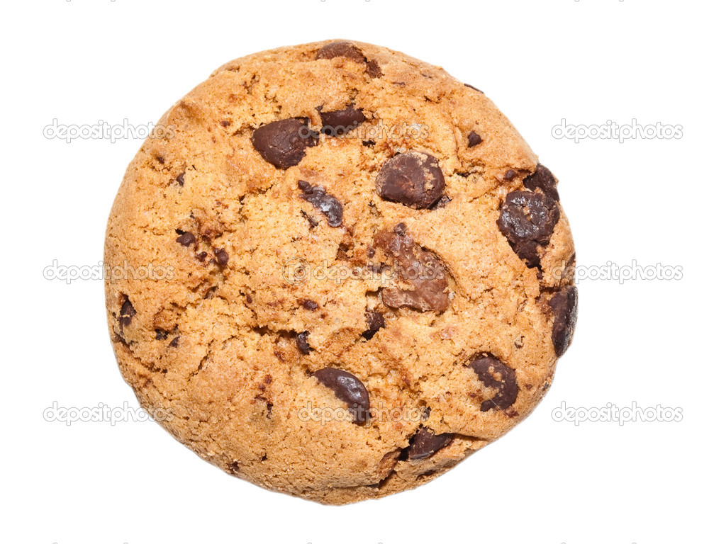Chocolate chip cookie isolated on white background — Photo by MaxPayne