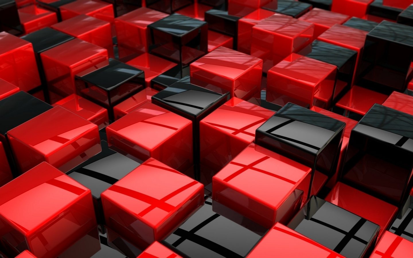 Abstract Cool Red Black Cubes Wallpaper 1440×900