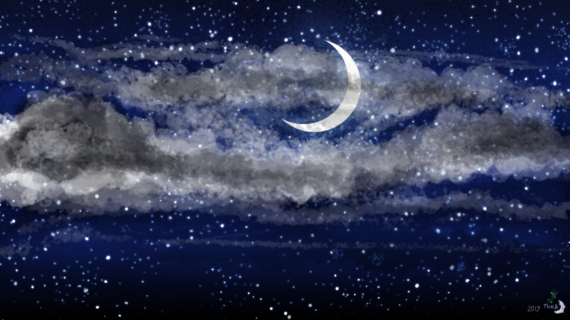 ... Night Sky - Crescent Moon HD by MonaMoonlight