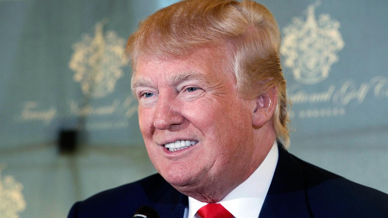 Donald Trump appears at a news during an announcement regarding his Trump National Golf Club Los