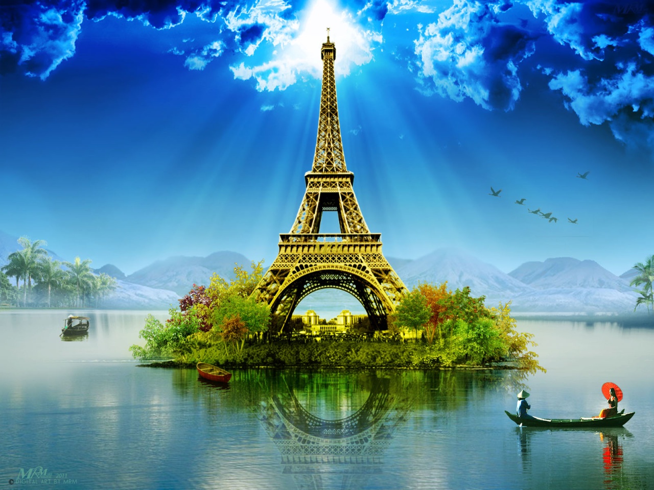 Paris Eiffel Tower Wallpaper Manipulation By Mrm