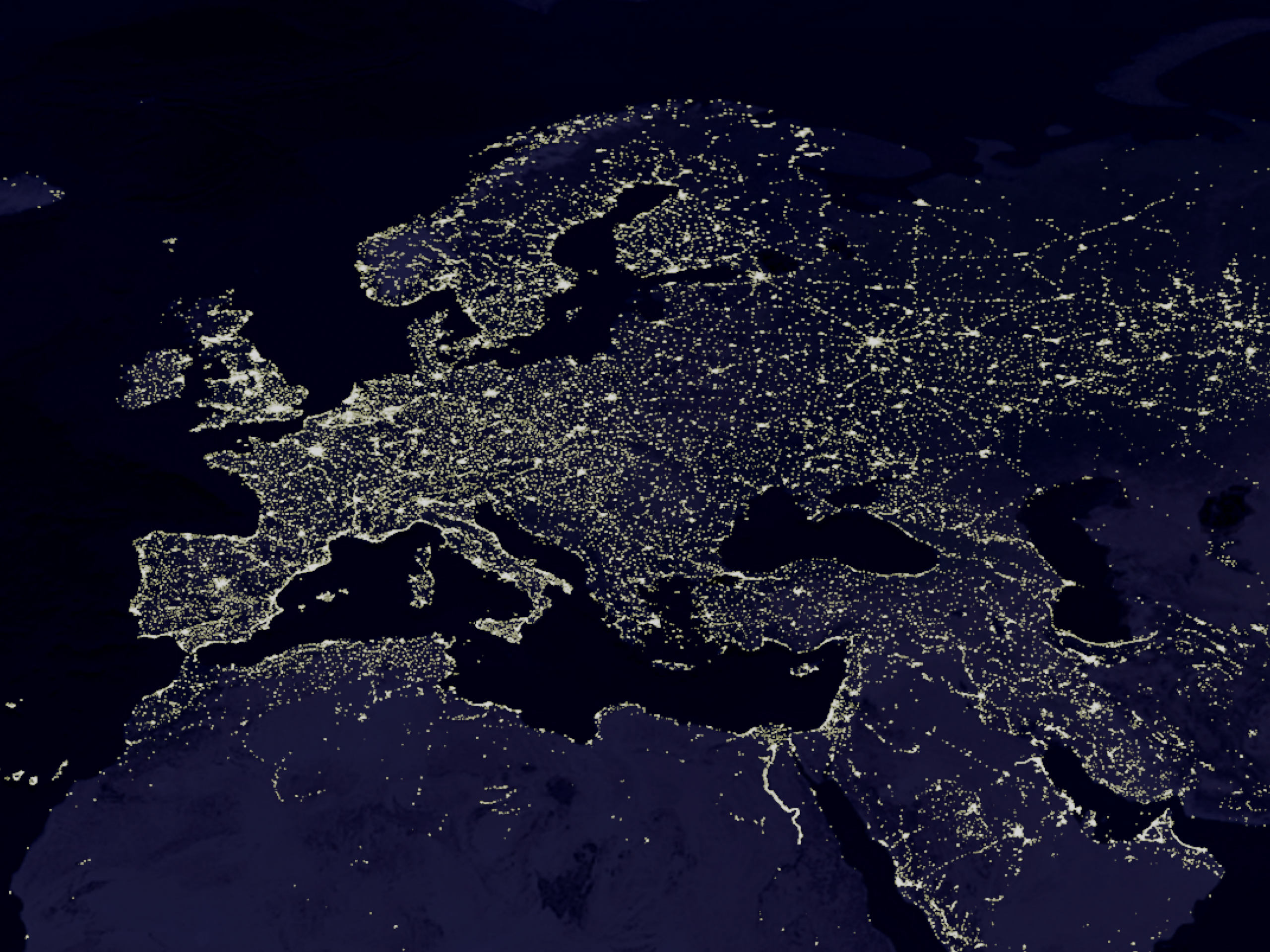The Night Lights of Europe (as seen from space) HD Wallpaper