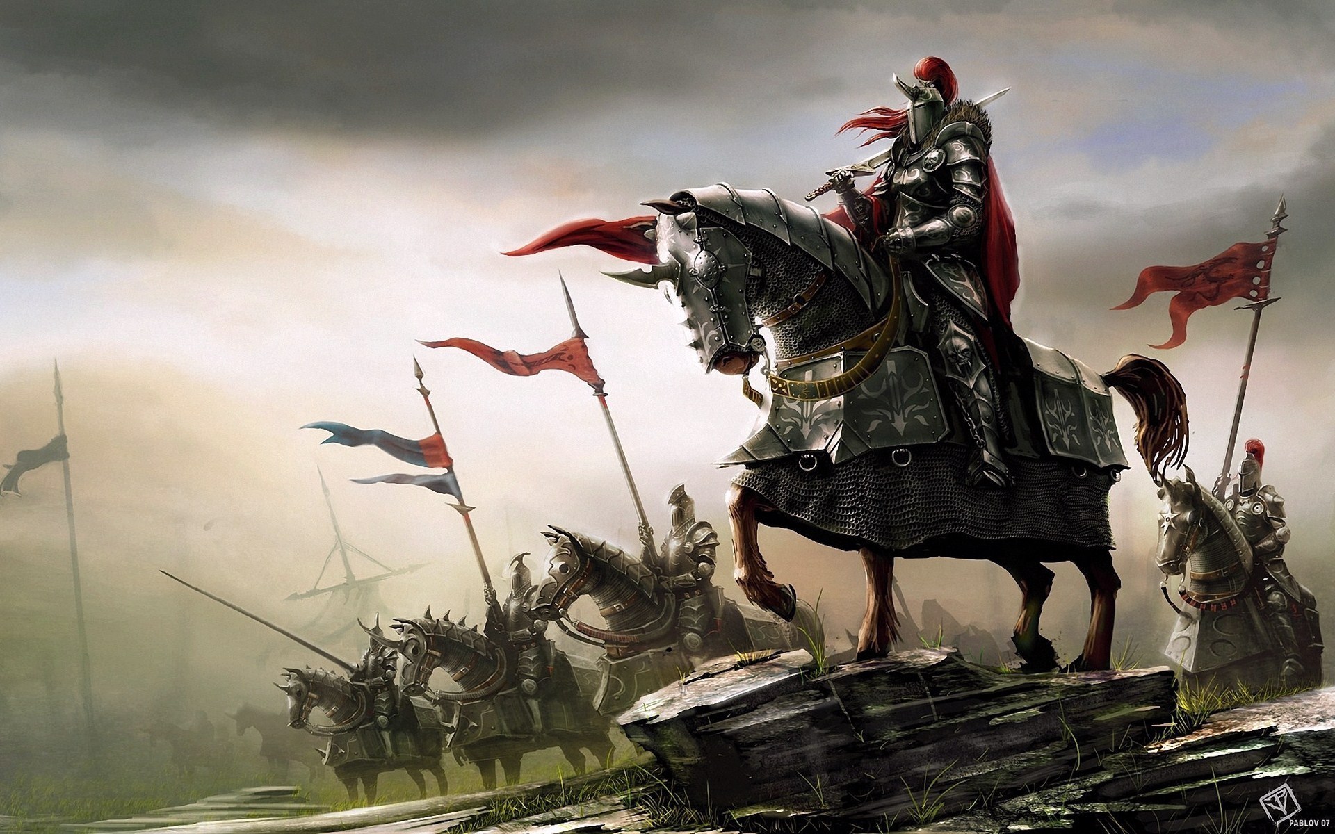 Fantasy Art Knights Warriors Horses