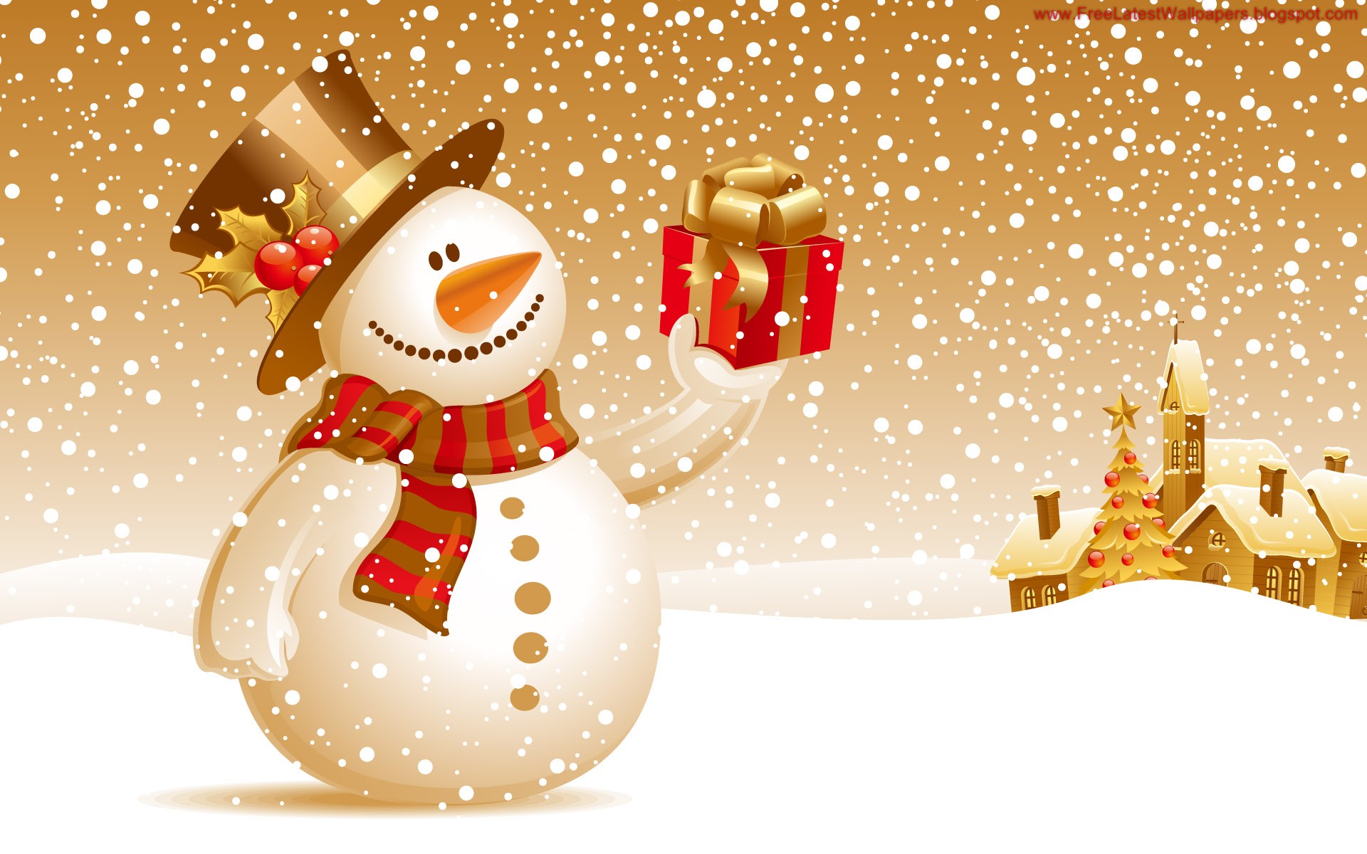 Download Festive Snowman Wallpaper HD wallpaper for free.