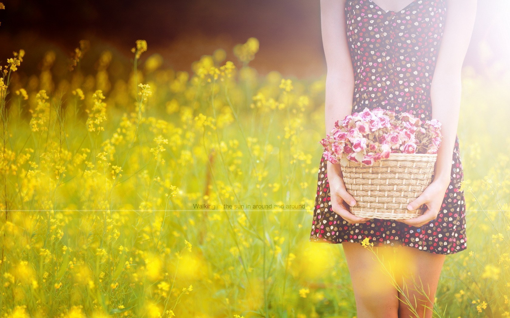 Field Girl Flowers Photo