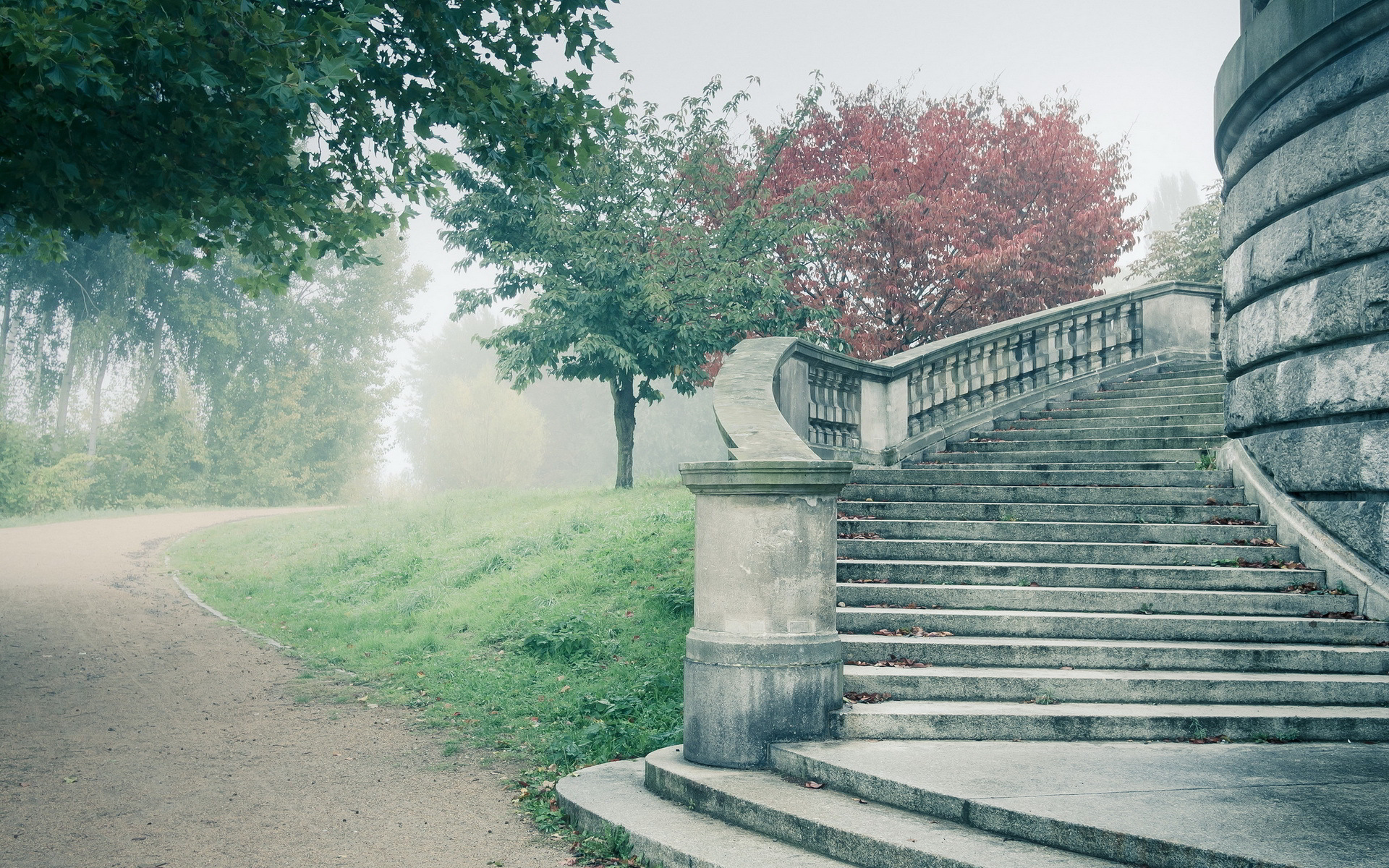 Fog road stairs