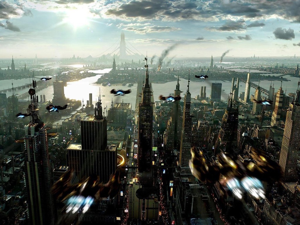 Free Download Wallpapers Future City from Above 1024x768px