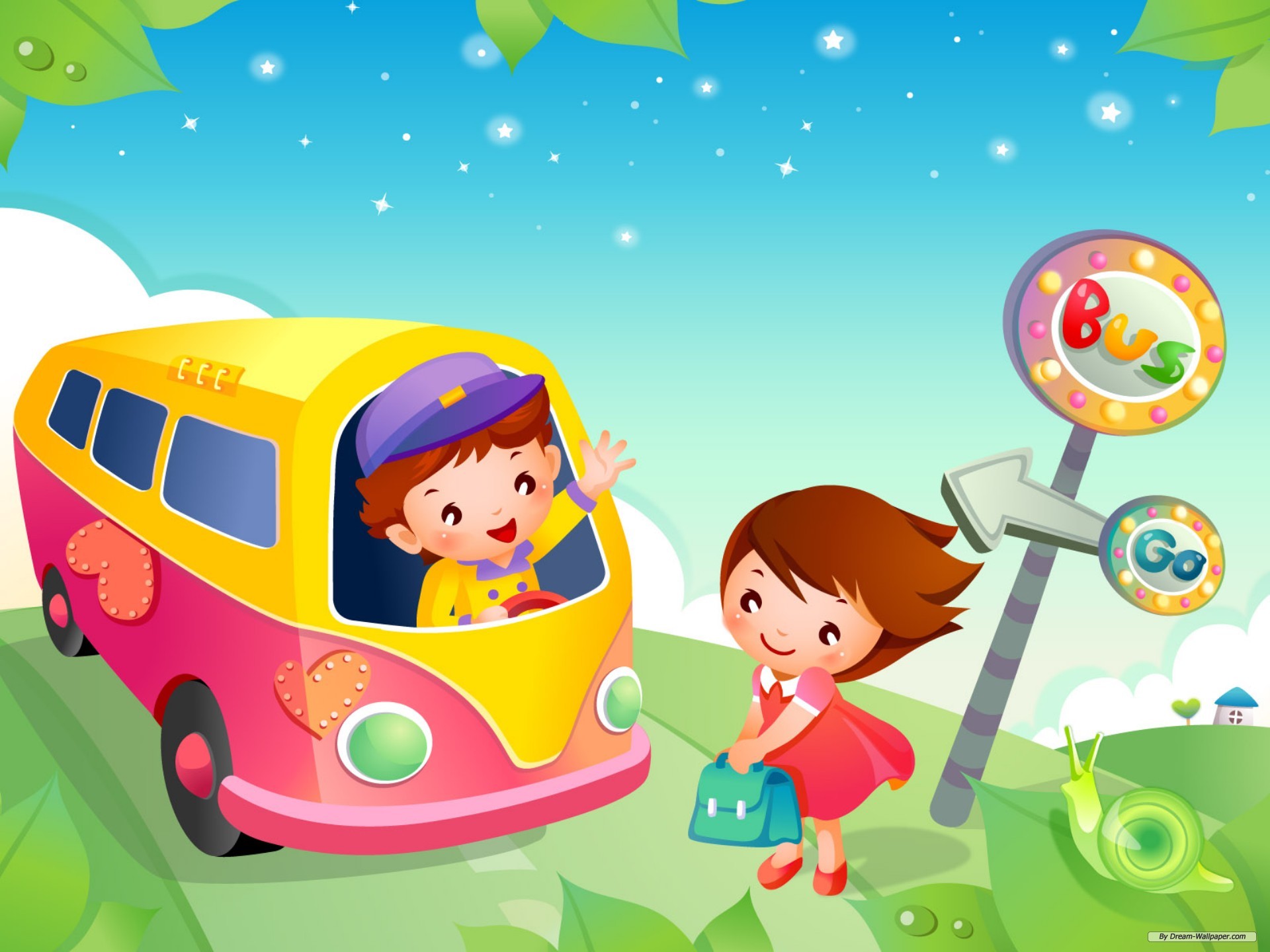 kids school bus cartoon high resolution wallpapers free download