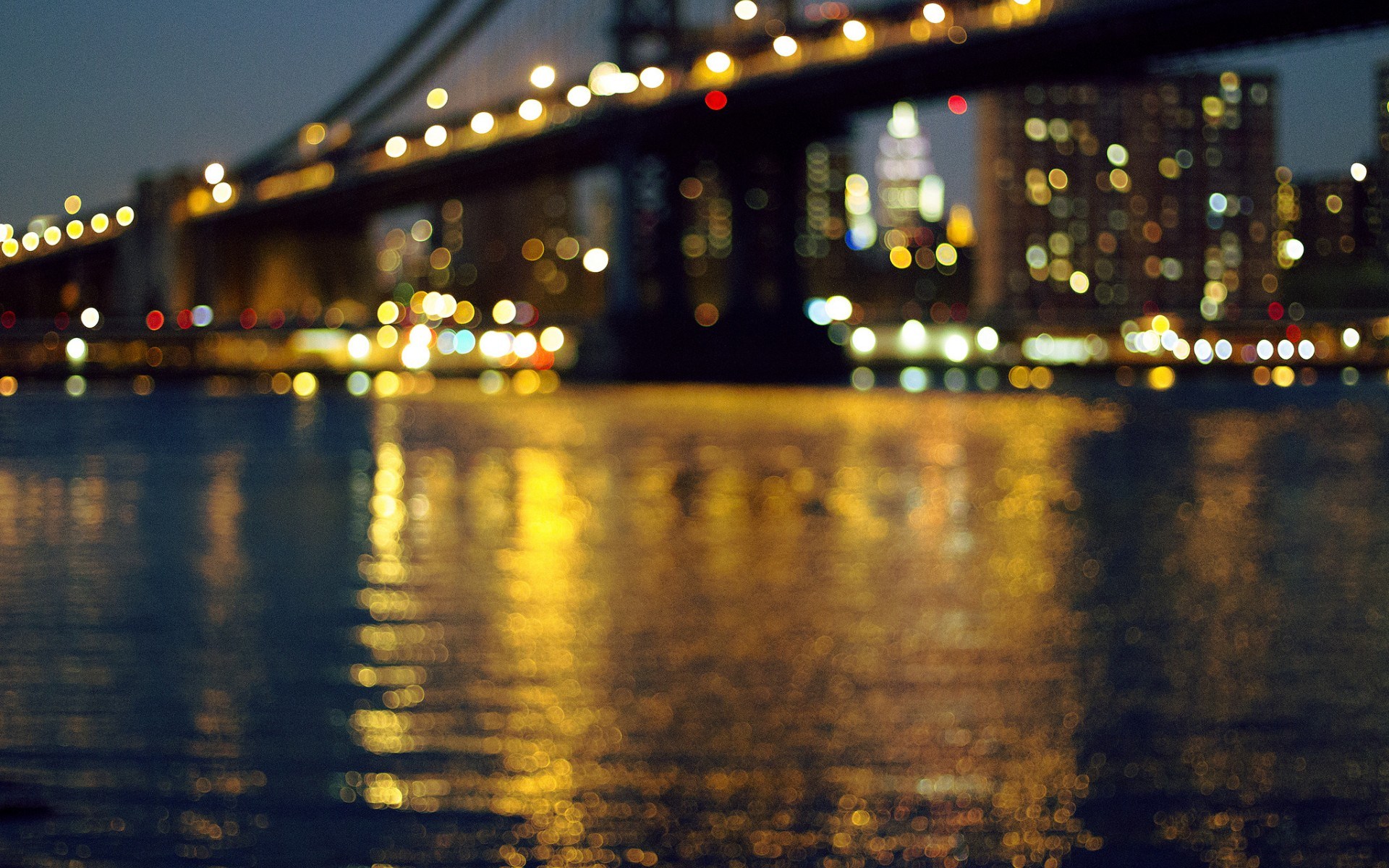 Brooklyn Bridge River City Night Lights Hd Wallpaper Zoomwalls