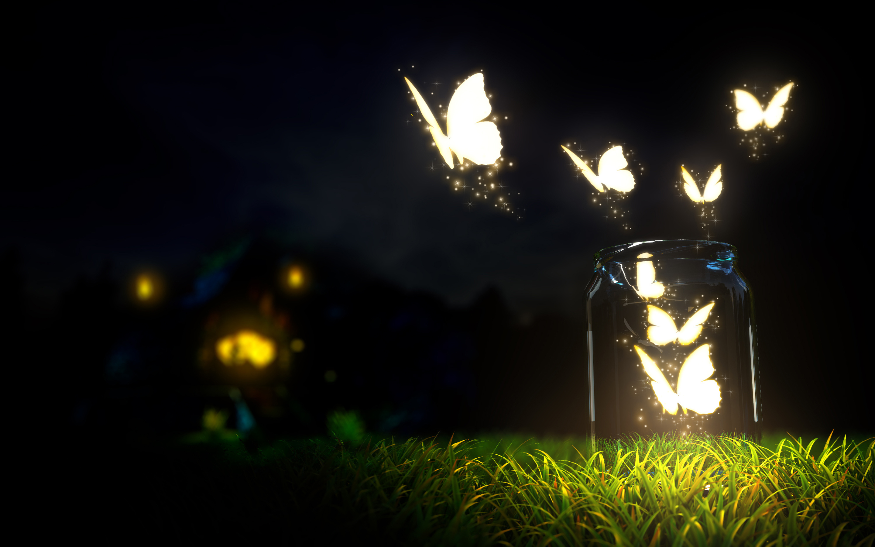 Glowing butterflies art