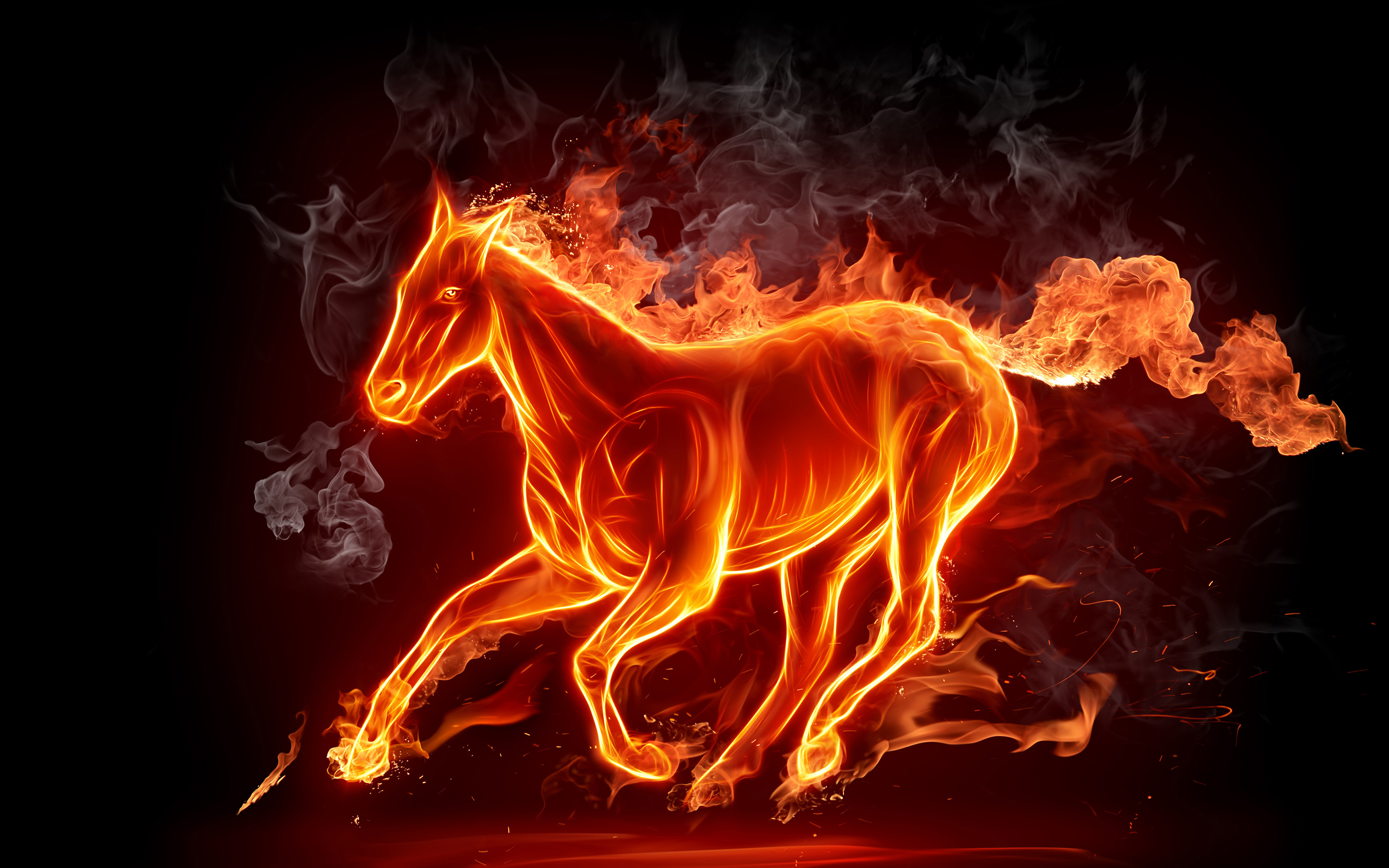 Glowing fire horse