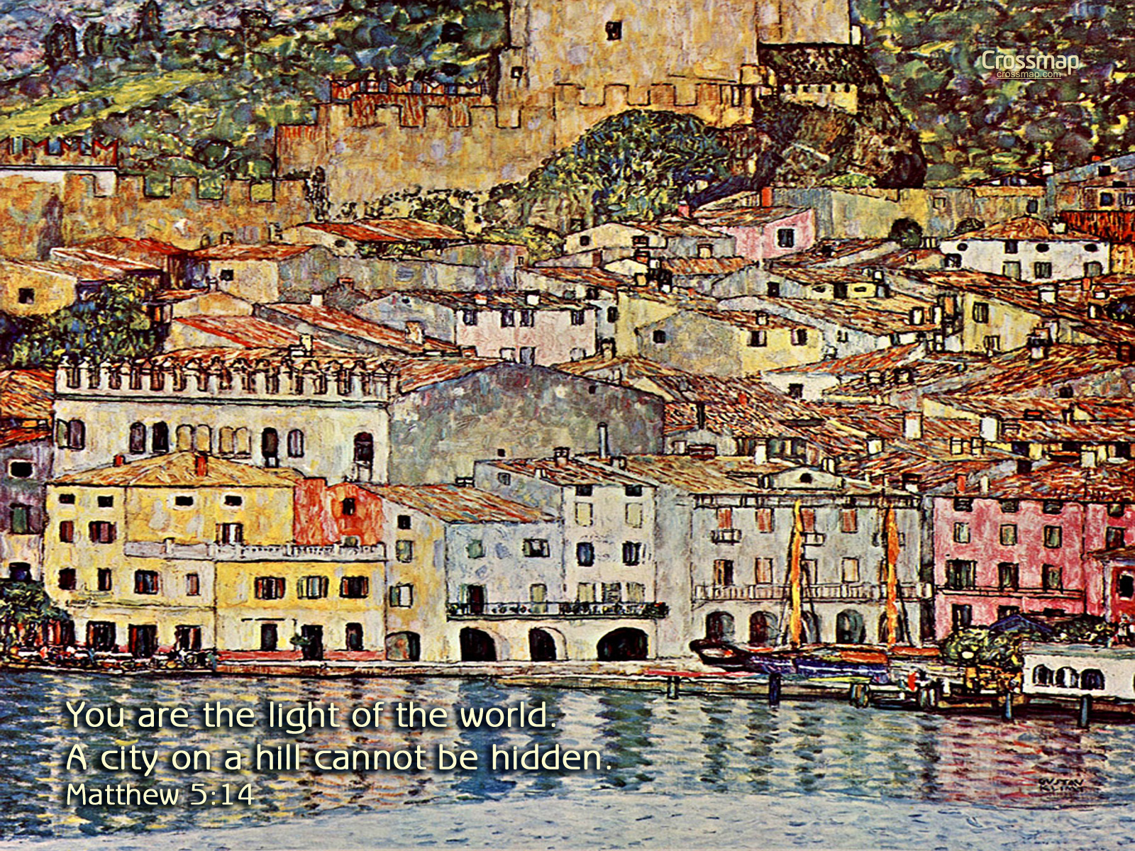 A City On A Hill (Gustav Klimt &quot;City Malcesine am Gardasee&quot;) | Christian Painting | Crossmap Christian Backgrounds and Christian Wallpaper