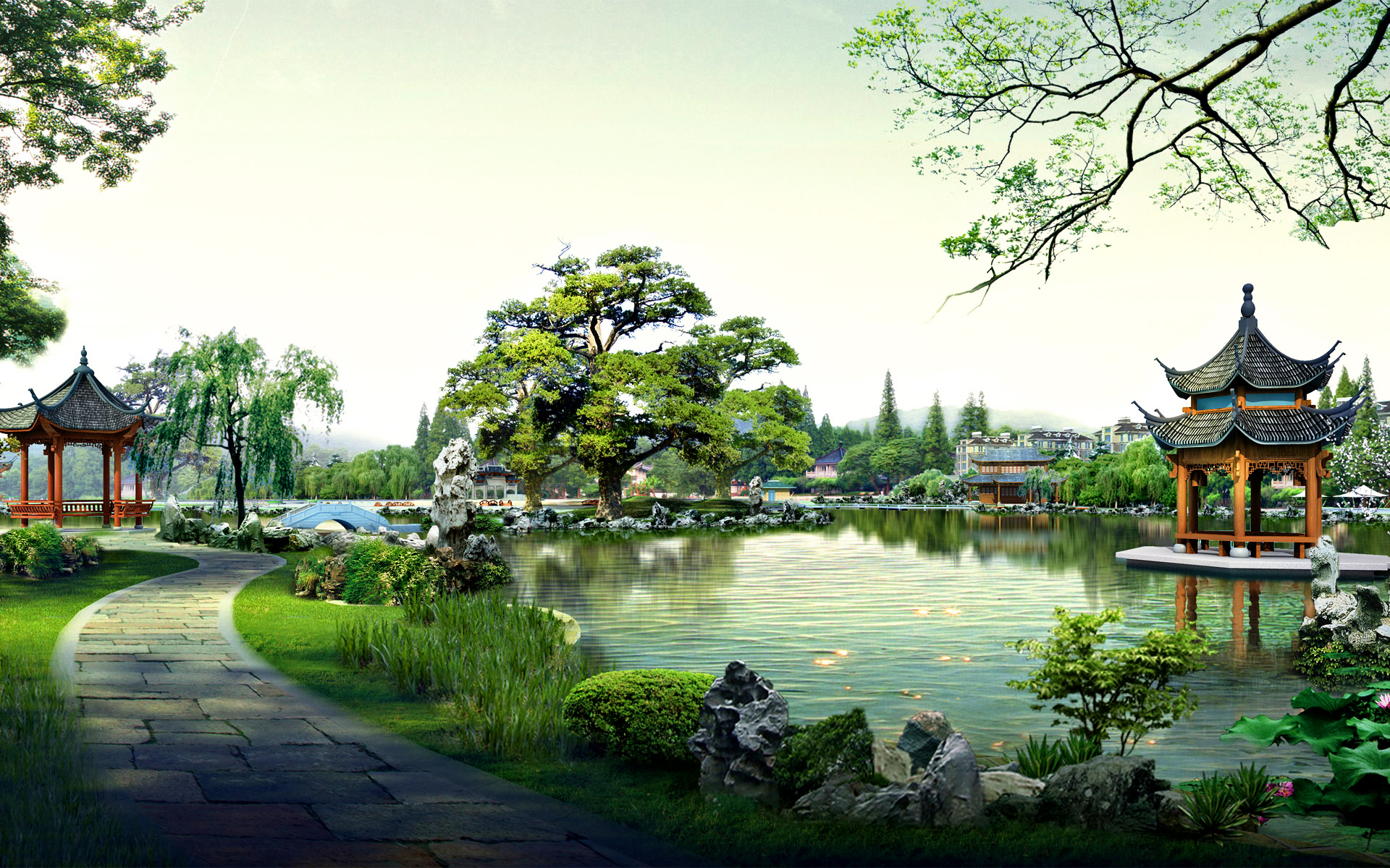 Chinese Garden Wallpapers Hd Annies 1920x1200px