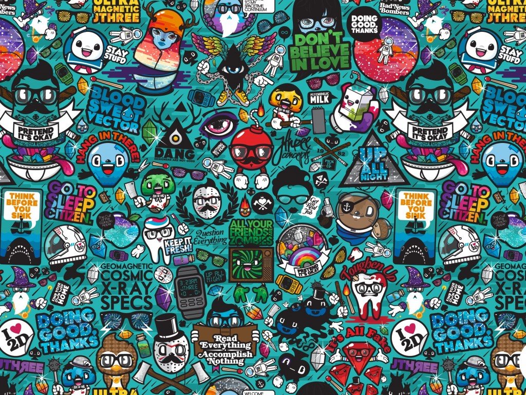 Abstract Wallpaper: Hipster Characters