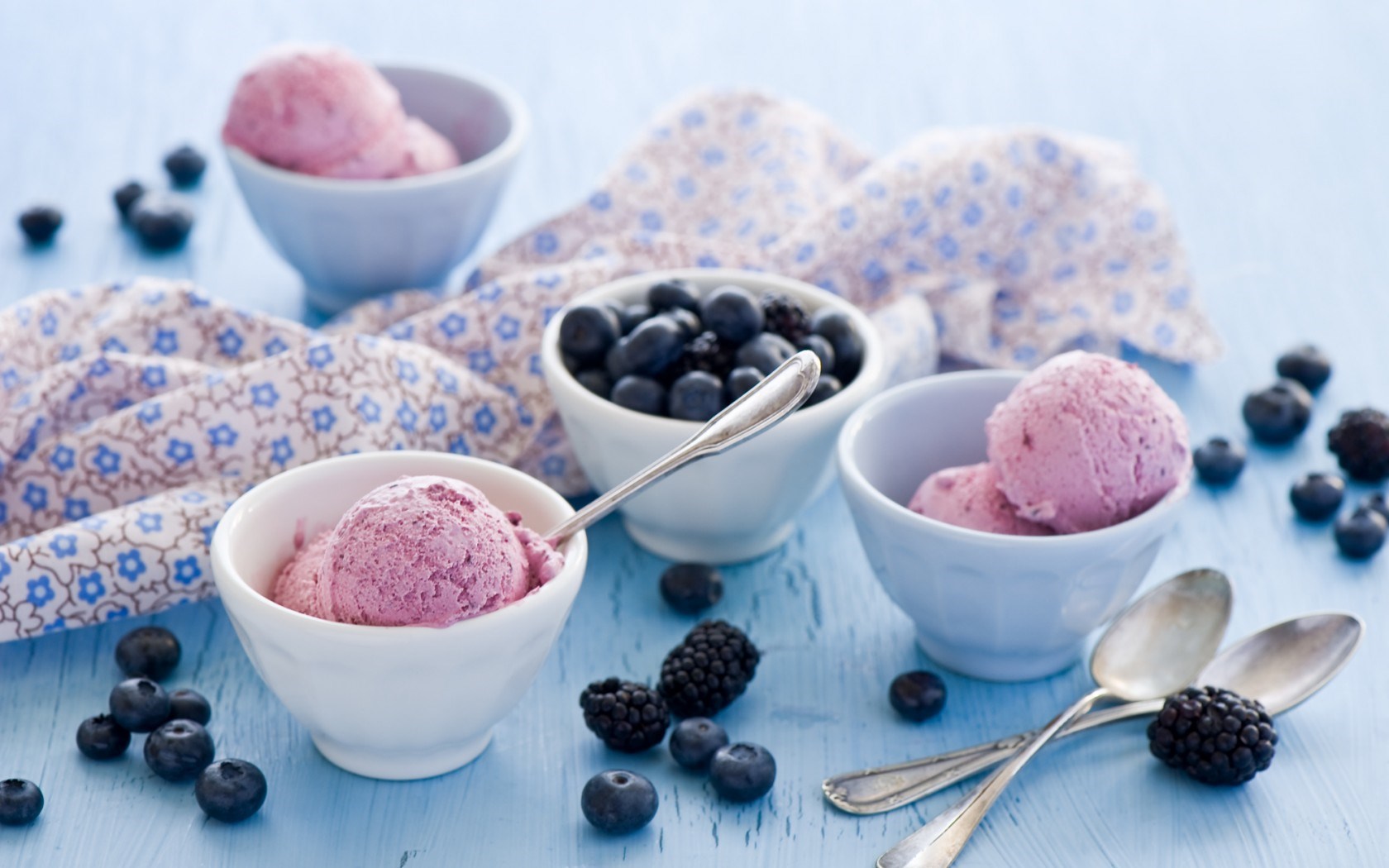 Ice Cream Blueberries Blackberries Berries Dessert