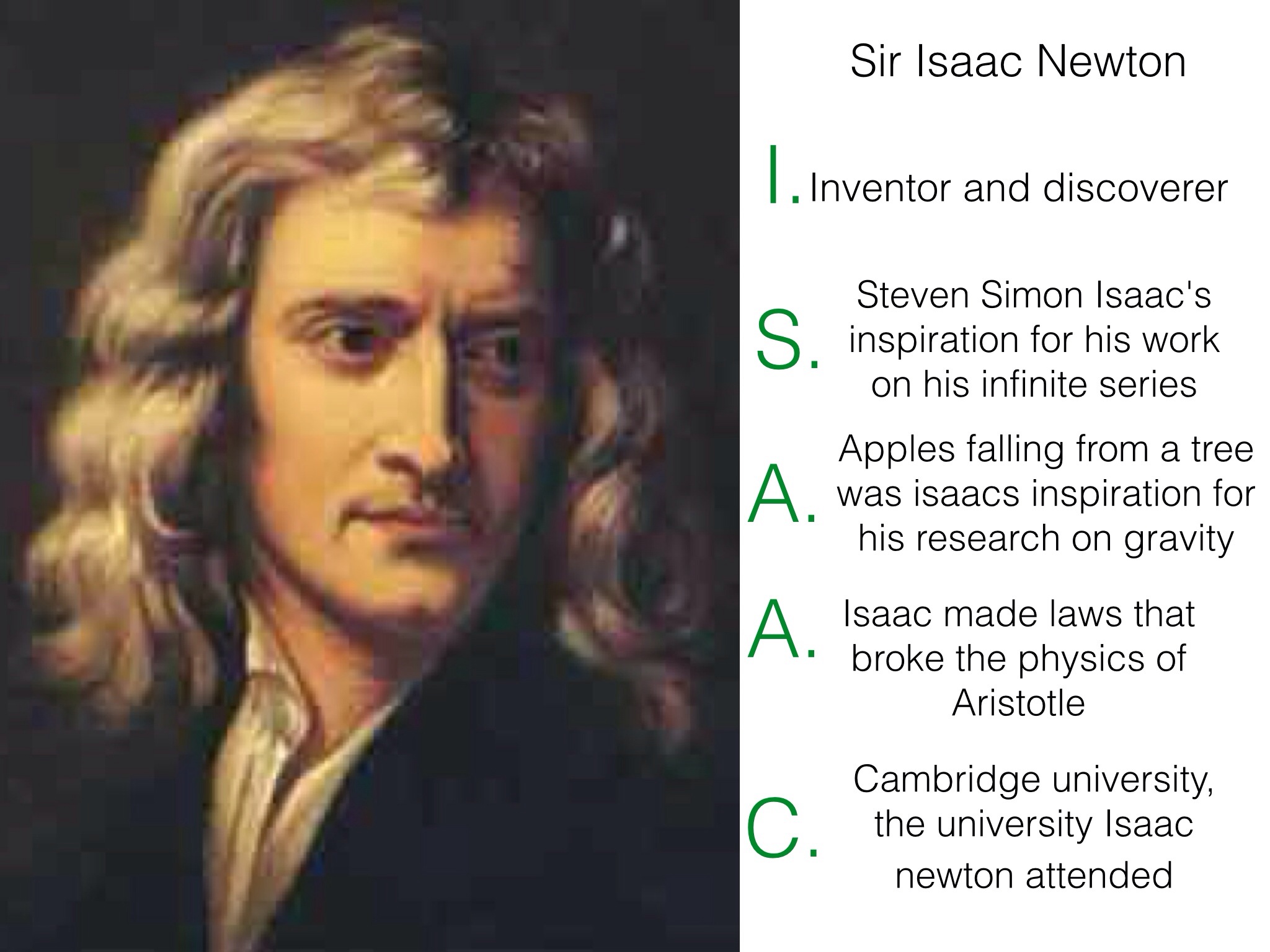 Acrostic poster of Isaac Newton (5 points)