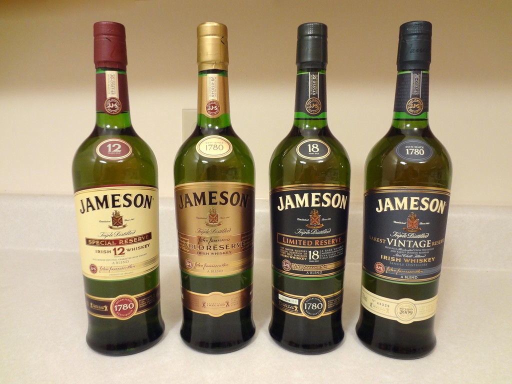 Jameson Special Reserve, Gold Reserve, Limited Reserve, & Rarest Vintage Reserve
