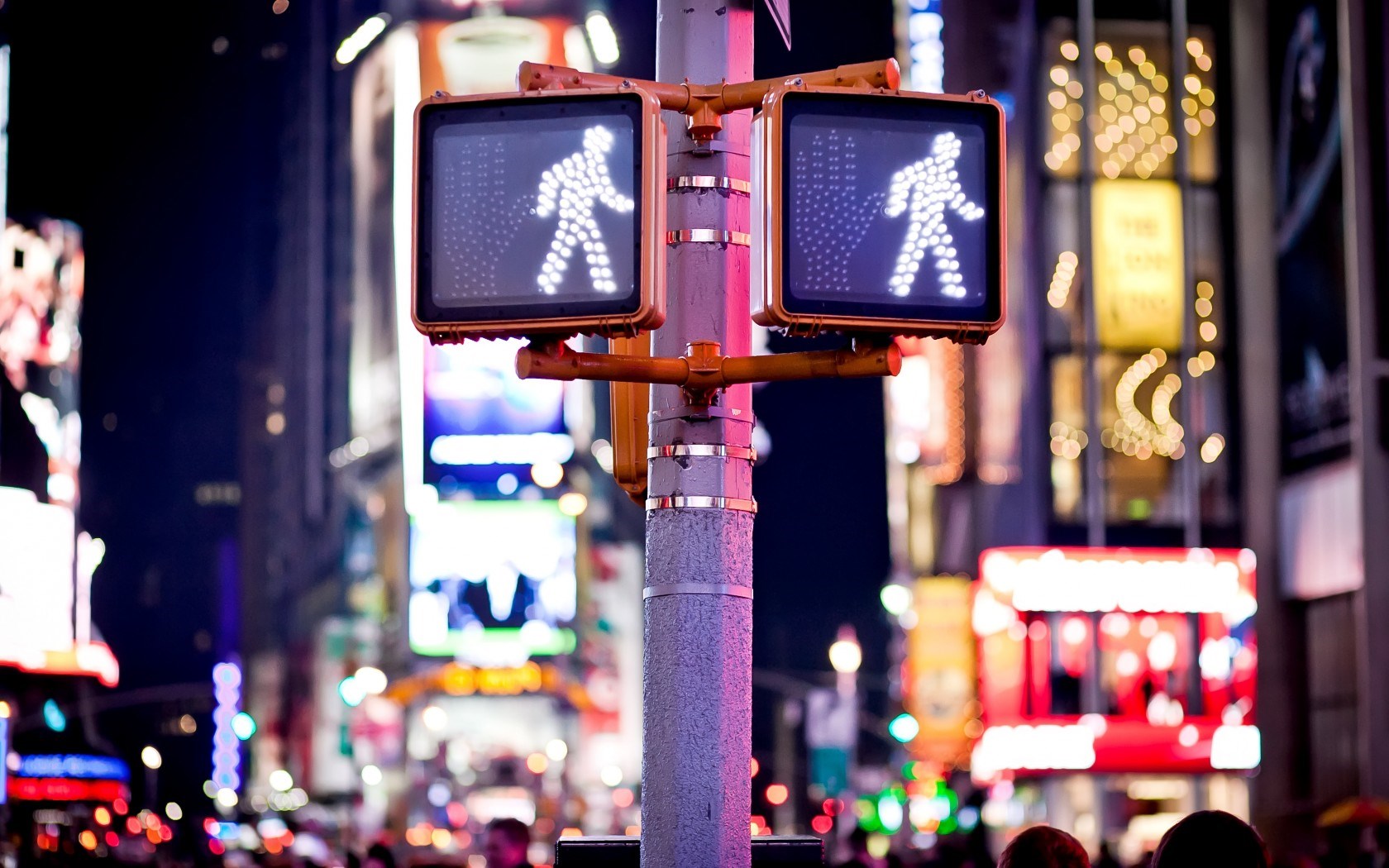 Keep Walking Sign New York Traffic City Street Night Lights