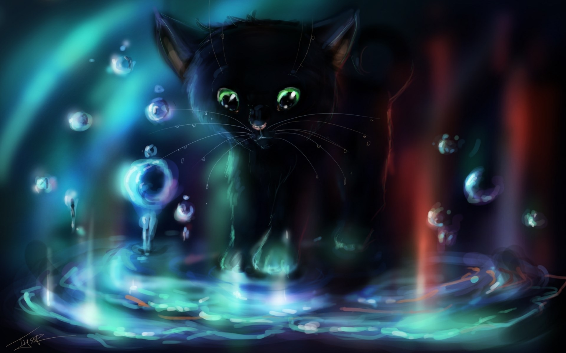 Kitten Water Bubbles Art