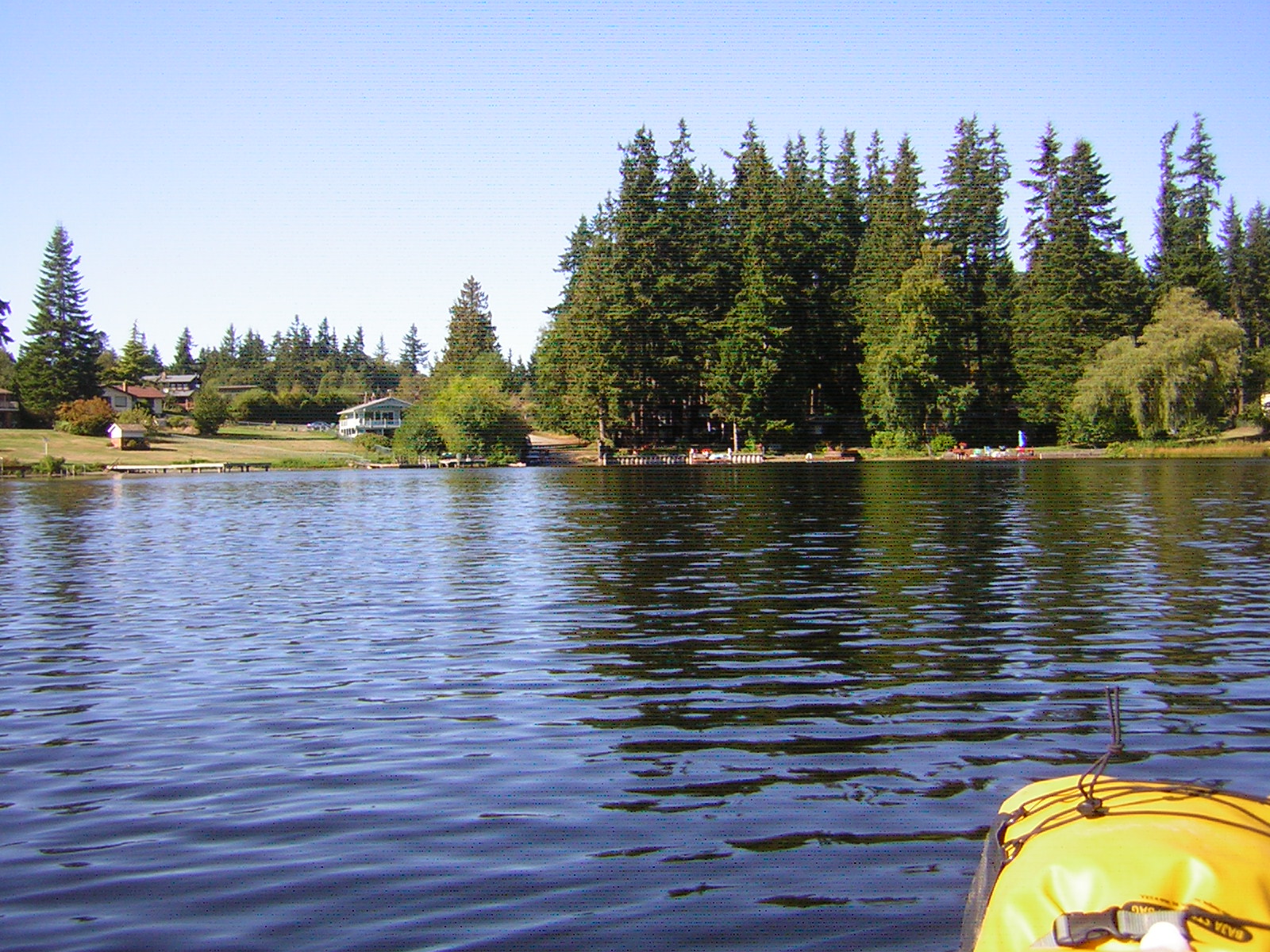 Kayaking paddling Lake Martha Snohomish County Washington State.